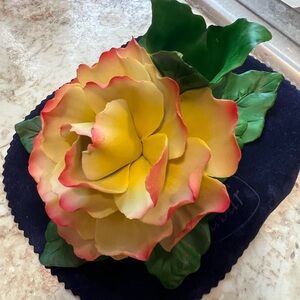 Yellow and Pink Faux Floral Accent with Realistic Petals